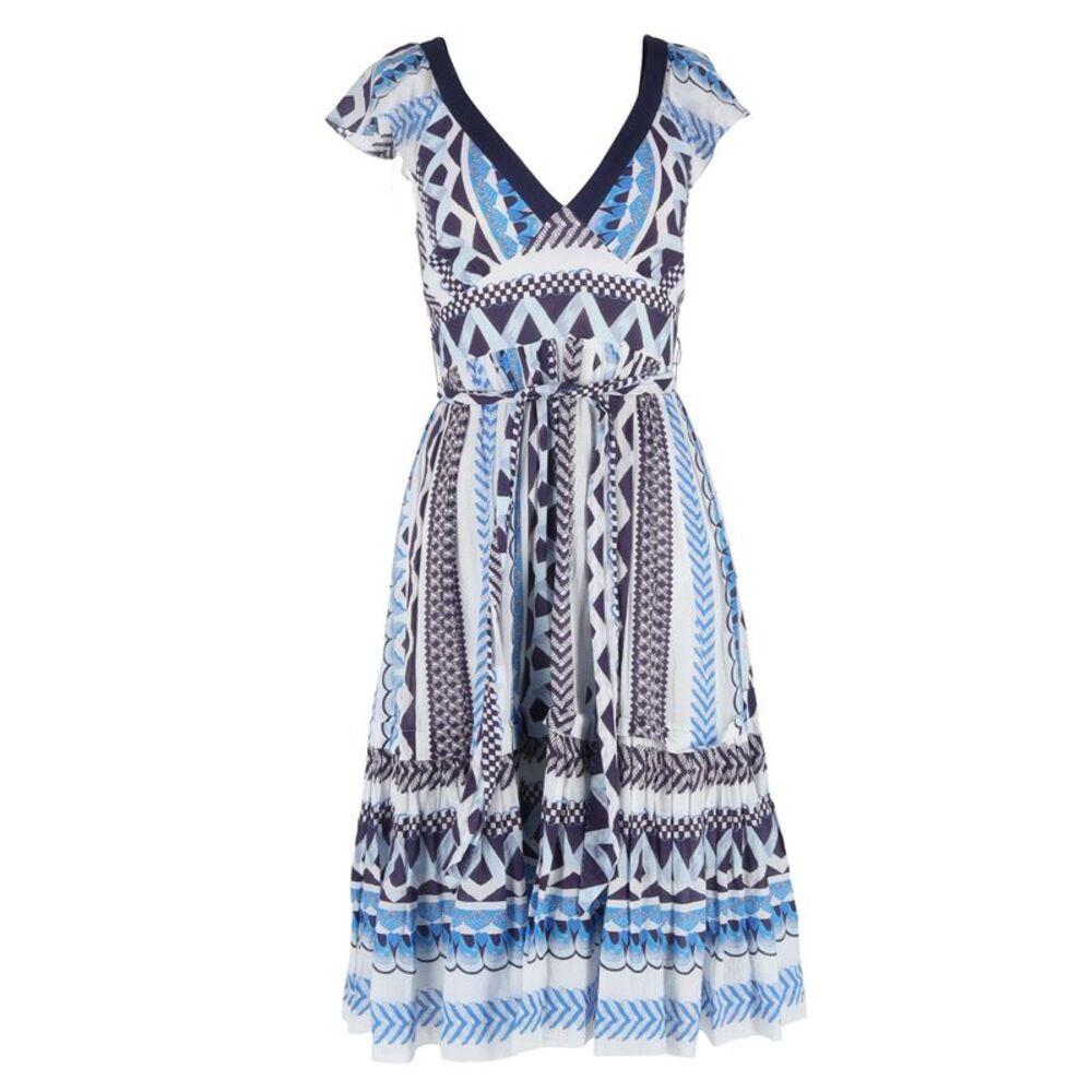 Temperley London Printed Midi Length Dress in Multicolor Cotton